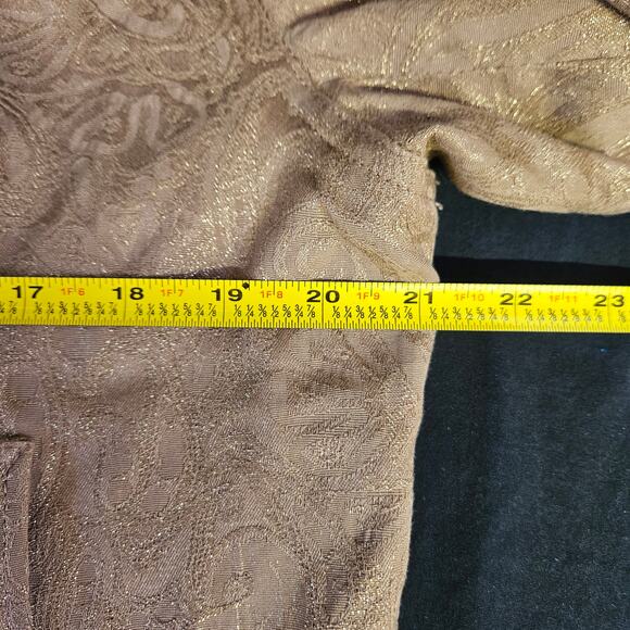 Chico's Jacquard Linea Blazer Jacket Size 2 / L Tan and Gold Accent Mature - Picture 8 of 10